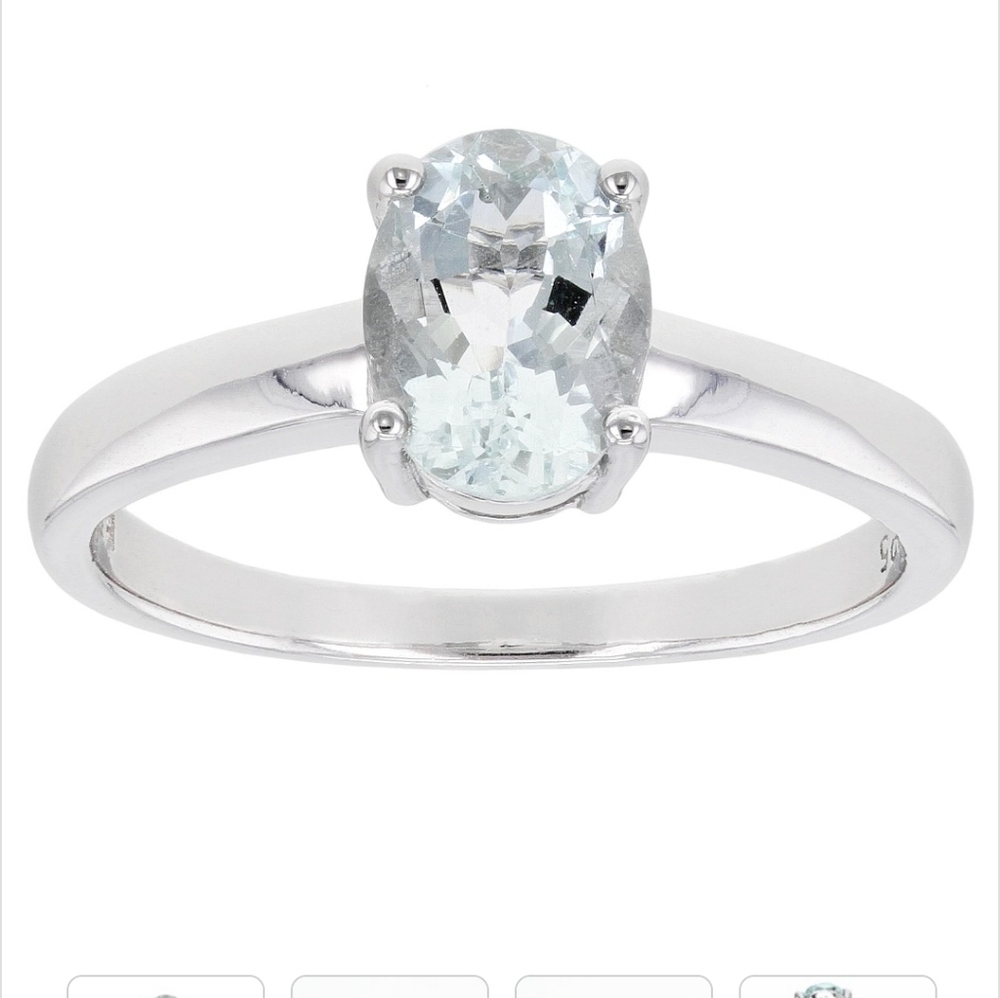 Genuine Aquamarine Solitaire Ring in Sterling Silver Size 7! - Picture 3 of 7